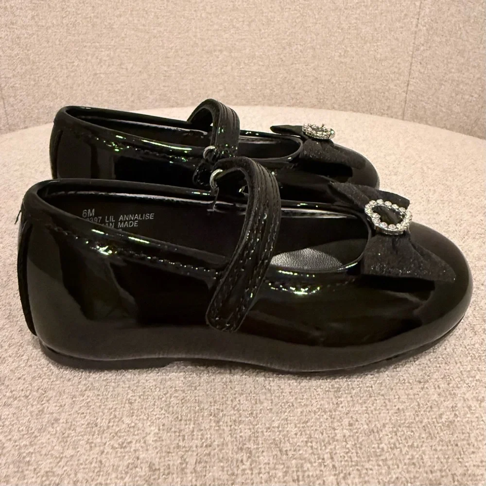 NWOT Rachel Shoes Lil Annalise black patent dress shoes size little girls 6C